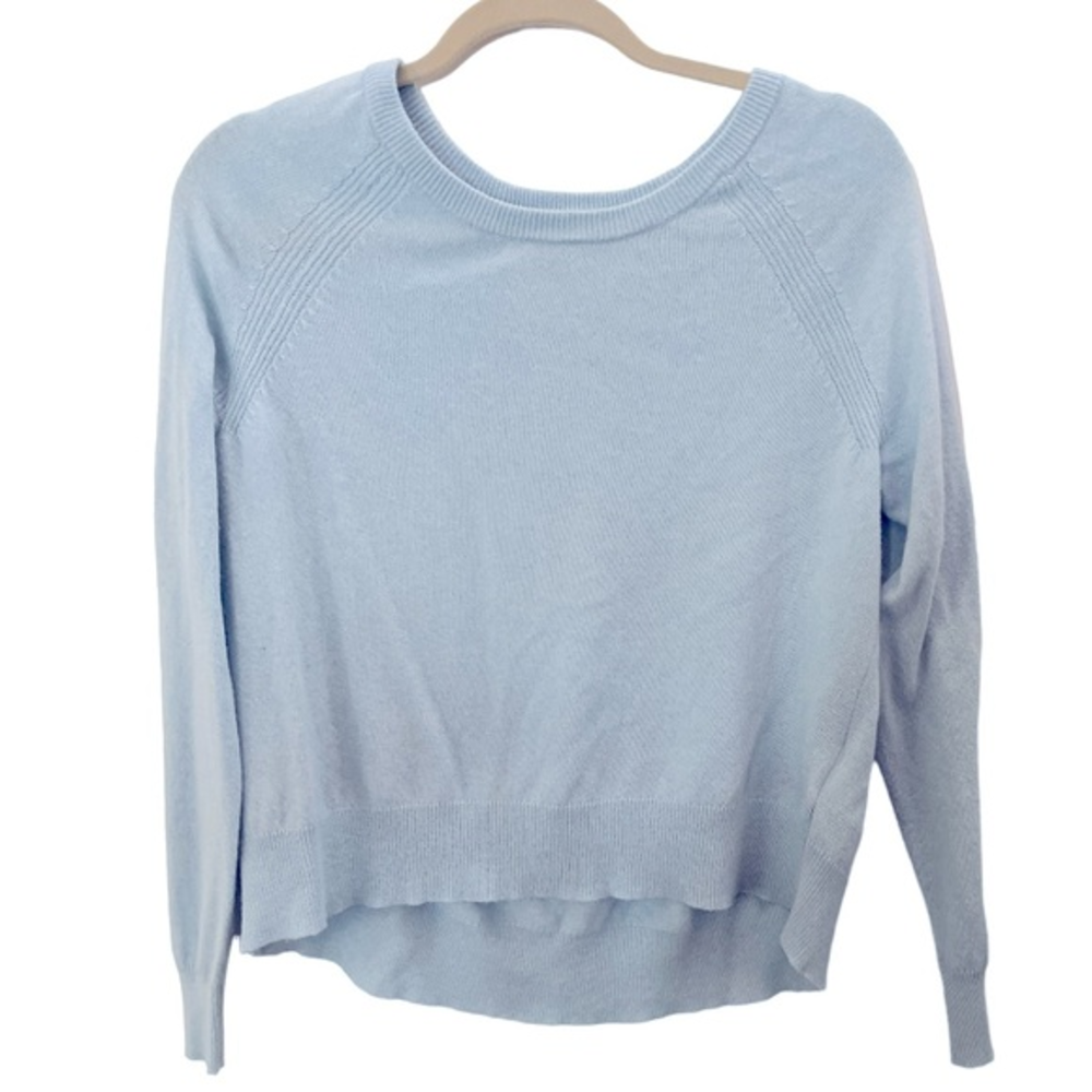 Banana Republic Merino Wool and Cashmere Luxe Pleat Back Sweater in Blue Ice‎ S